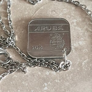 Aruba Coin Pendant Necklace – 50 Cents Aruban Coin – Handmade Vintage Jewelry – Island Gift for Friend – Travel Charm Necklace