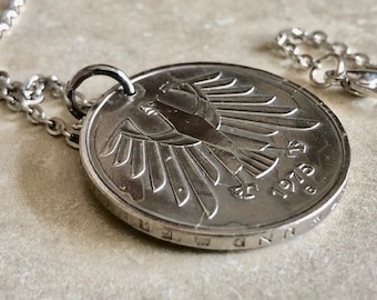 Germany Coin Pendant German 5 Deutsche Mark Coin Necklace Custom Jewelry Gift For Friend Coin Charm Gift For Him Coin Collector, World Coins