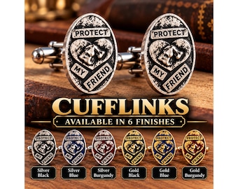 Protect My Friend Dog Cufflinks, Dog Lover Gift, Dog Dad Gift, Pet Memorial Cuff Links, Animal Lover Gift