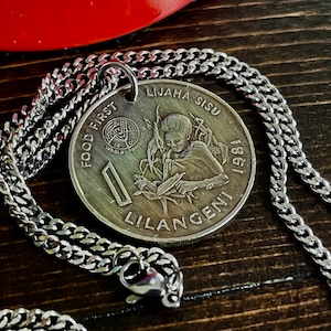 Swaziland Coin Pendant Necklace 1 Lilangeni African Africa Handmade Jewelry Gift Friend Charm For Him Her World Coin Collector