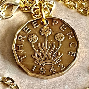 United Kingdom Coin Pendant Three 3 Pence UK Necklace Britain Charm Gift Friend Coin Charm Gift For Him, Her, Coin Collector, World Coins