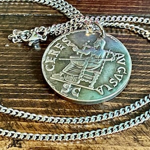 Ancient Roman Coin Pendant – Galba Ceres Necklace – Augustus Reform Replica – Roman Goddess Jewelry – History Gift for Him Her REPLICA