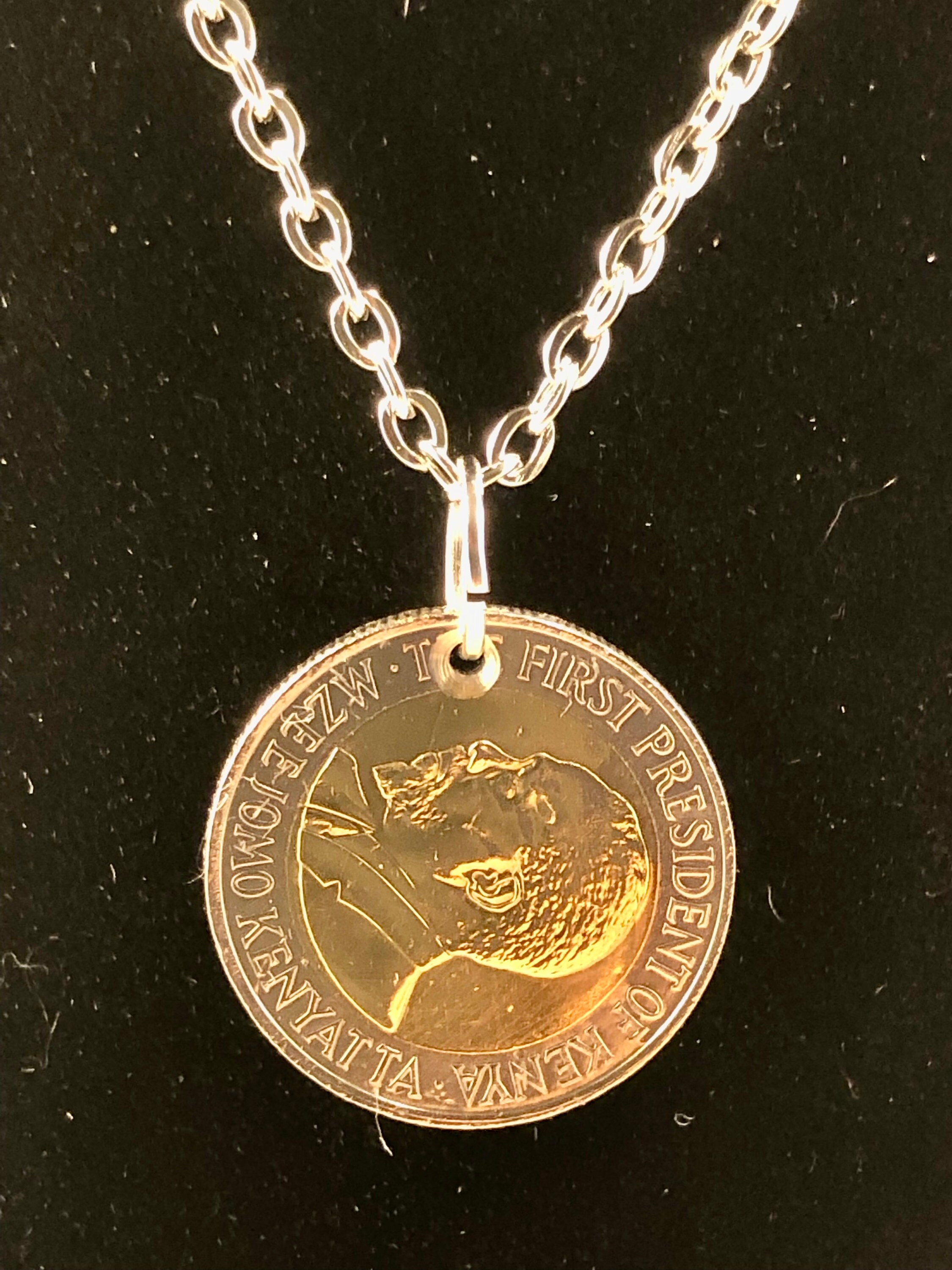 Collier Pièce De Monnaie Kenya 5 Shillings Arap Moi - Cordon Noir