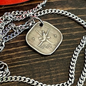 Saudi Arabia Coin Pendant Personal Necklace Old Vintage Handmade Jewelry Gift Friend Charm For Him Her World Coin Collector
