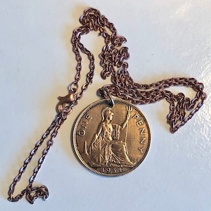 Britain England Coin Pendant United Kingdom Large Penny Custom Made Rare coins - Coin Enthusiast -Fashion Gift Accessory - Choose Your Year