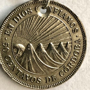 Nicaragua Coin Necklace – 50 Centavos Pendant Handmade | Vintage Nicaraguan Jewelry | Custom Charm Gift for Him or Her