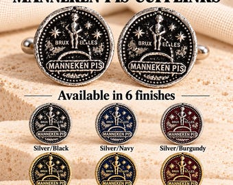 Manneken Pis Cufflinks, Brussels Belgium Cuff Links, Handmade Travel Souvenir Gift