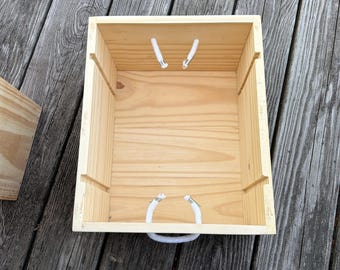 One Heavy Duty Wooden Box with rope handles