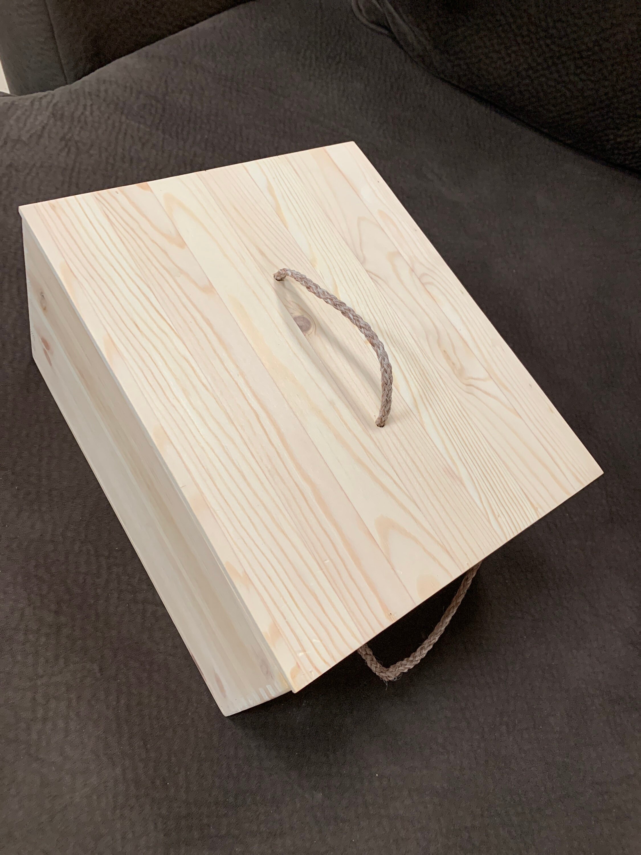 Natural Wood Box With Rope Handles and Removable Lid Etsy Canada