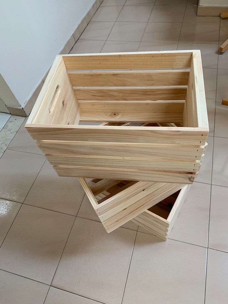 THREE Wooden Crates With Handles Etsy UK