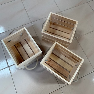 THREE Wooden Crates with rope Handles