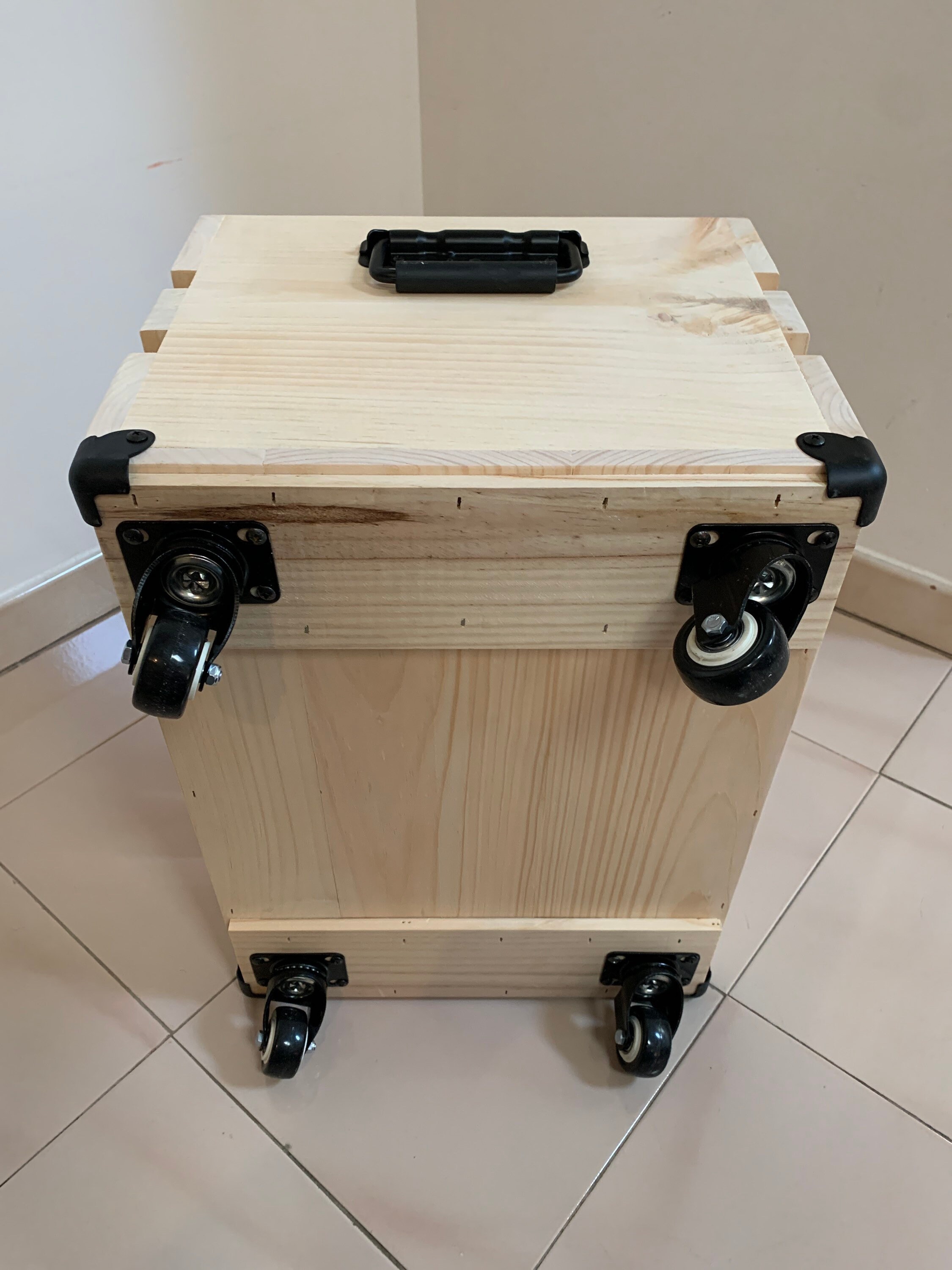 Deluxe Wooden Storage Crate on Wheels With Black Handles and Etsy