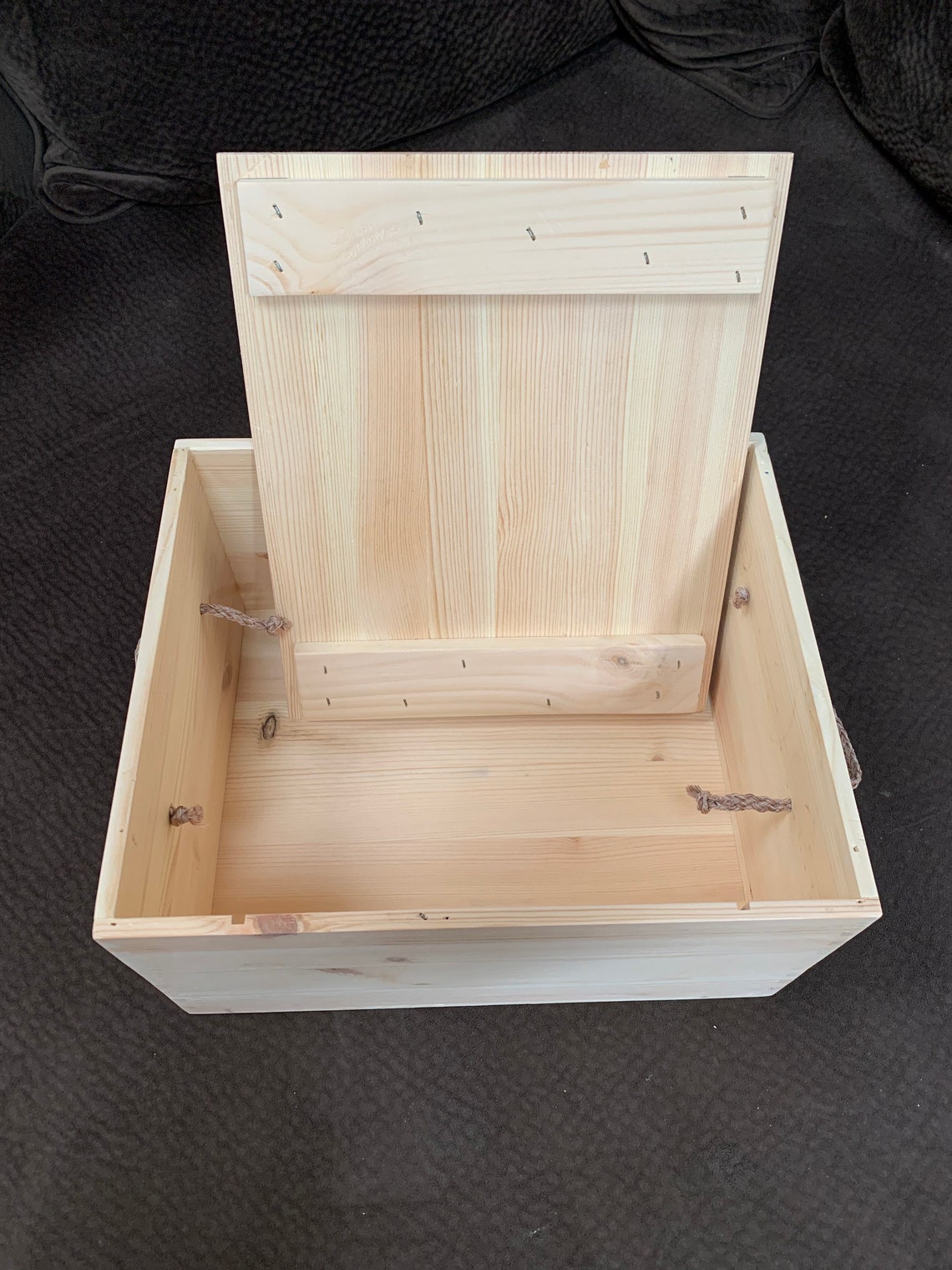 Natural Wood Box With Rope Handles and Removable Lid Etsy Canada