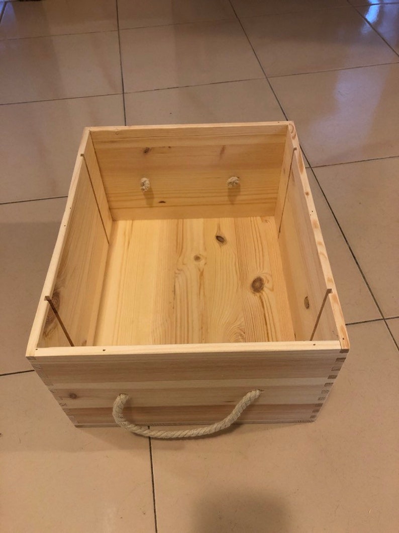 Natural Wood Box With Rope Handles Etsy Hong Kong