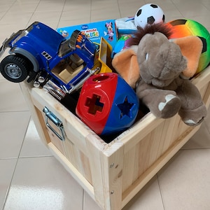 Toy Chest - Oversized Wooden Box made of natural wood on castor wheels with handles. For Best Shipping Rate BEFORE ordering, reach out to us