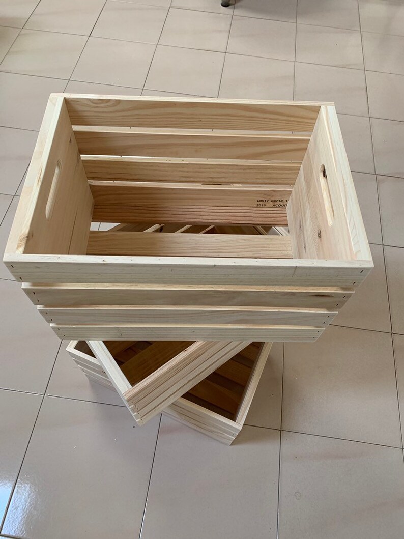 THREE Wooden Crates With Handles Etsy Denmark