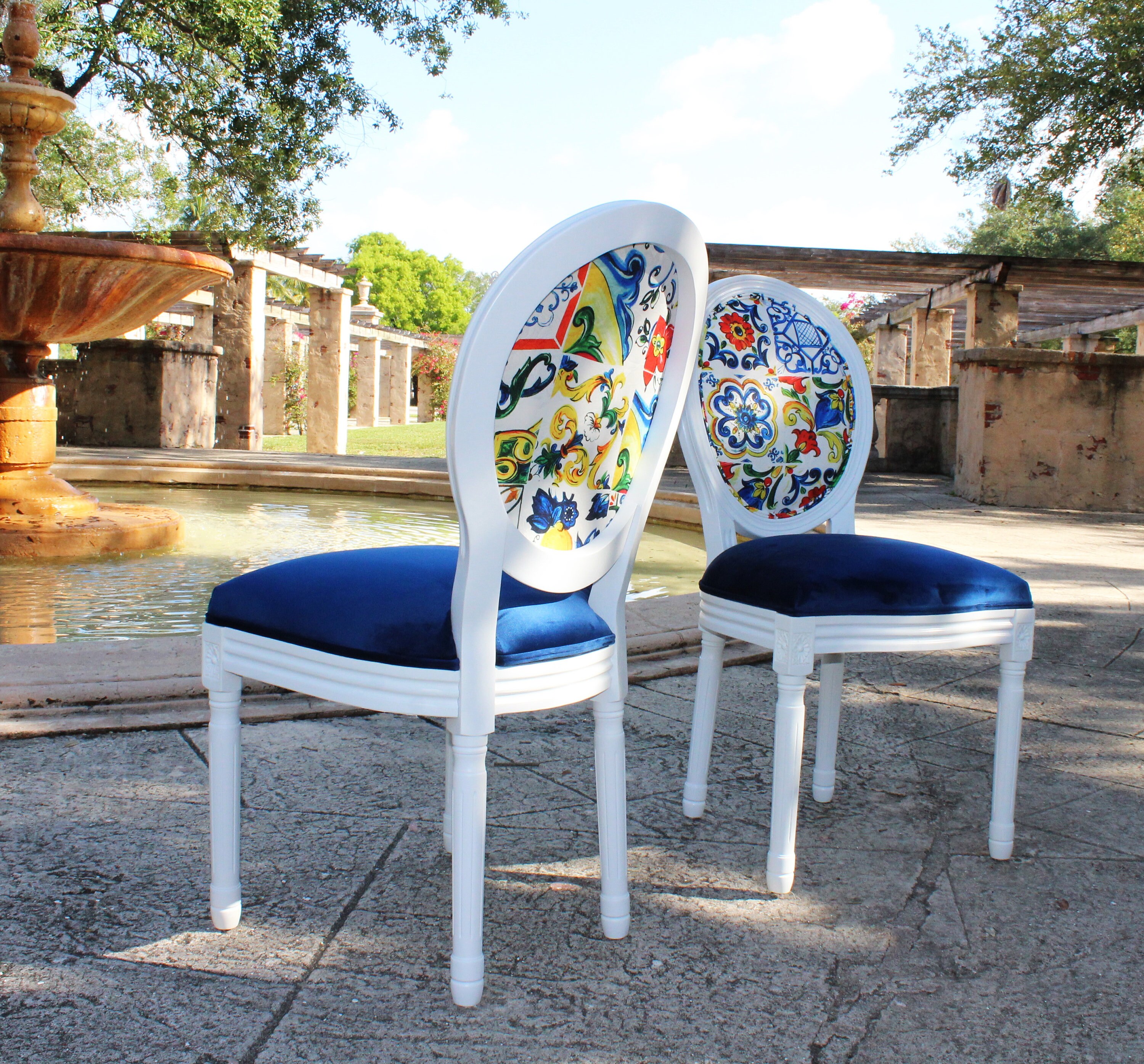 Majolica Chairs italian Style dinning Chairs accent Chairs white