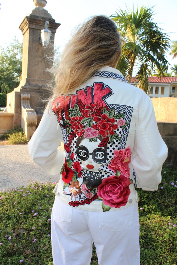 Chaqueta de online jean blanca mujer