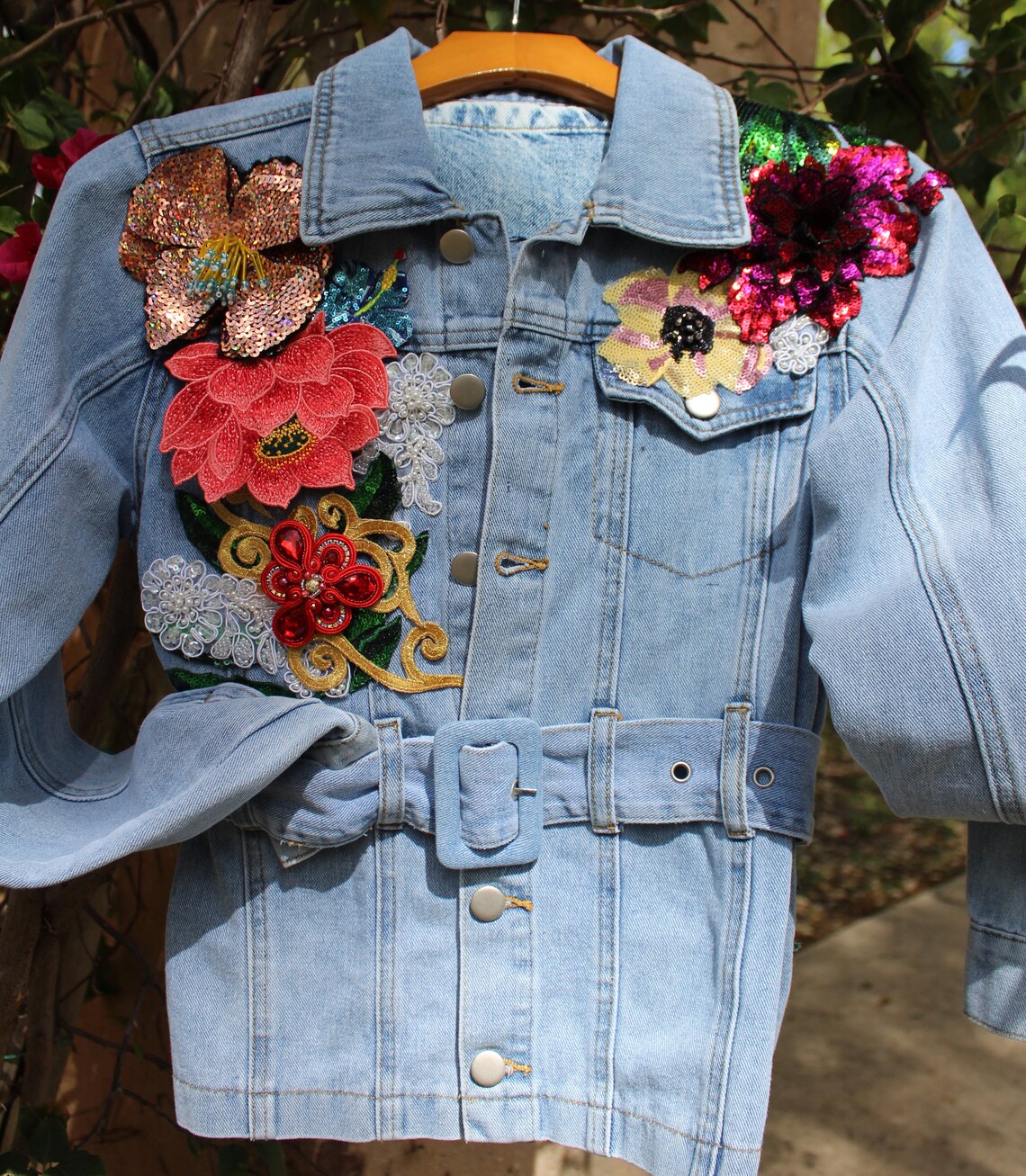 Embellished Sequin Denim Jacket, Sequin Jacket, Embroidery Jacket, Jean