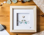 Sea Glass Bunting Birds, Made in Cornwall, Seaglass Art, Cornish gift, Handpicked Seaglass, Wedding Gift, Birthday, Anniversary, Thoughtful