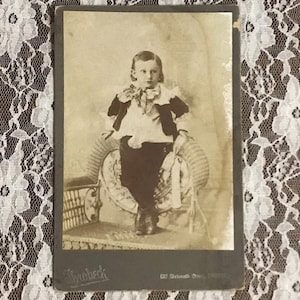 Dapper Boy Cabinet Card Victorian Photography Black and White