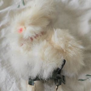 Vintage 1950s Japan Mechanical Angora Bunny Rabbit Toy