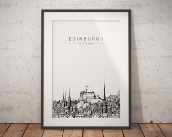 Edinburgh Print, Edinburgh Castle, Edinburgh Skyline, Edinburgh Art, Edinburgh Drawing, Illustration, Scottish Art, Loud 'n Creative