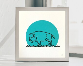 Buffalo Screen Print | Silk Screen | Yellowstone Screen Print | Hand Pulled Screen Print