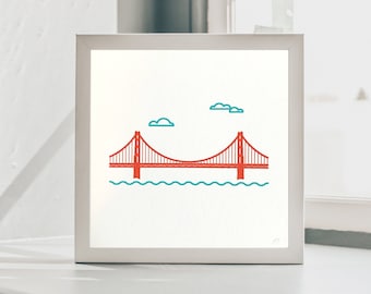 Golden Gate Bridge Screen Print | Silk Screen | San Francisco Screen Print | Hand Pulled Screen Print