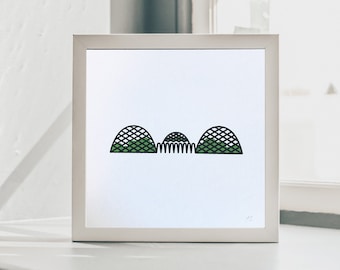 Milwuakee Domes Screen Print | MKE Botanical Garden Silk Screen | Mitchell Park Domes | Hand Pulled Screen Print