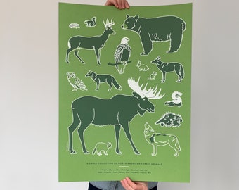 Forest Animals Screenprint | 18x24" | Kids Room Art | Animal Collection Poster