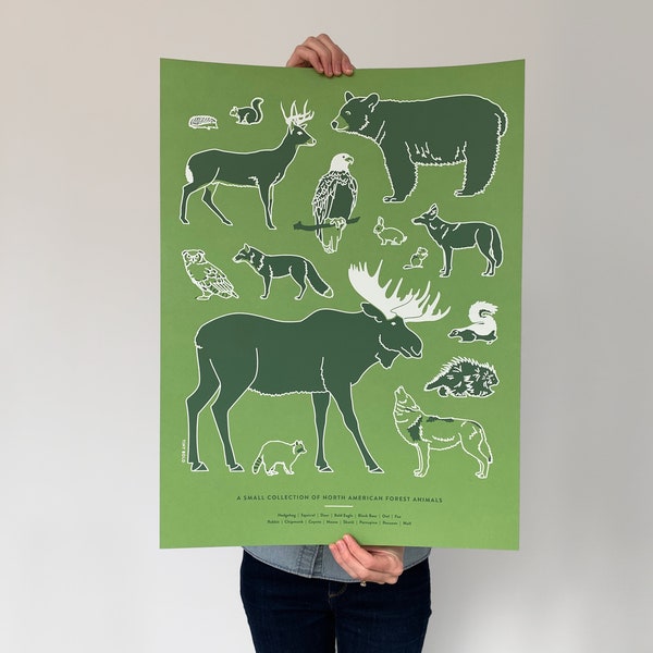 Forest Animals Screenprint | 18x24" | Kids Room Art | Animal Collection Poster