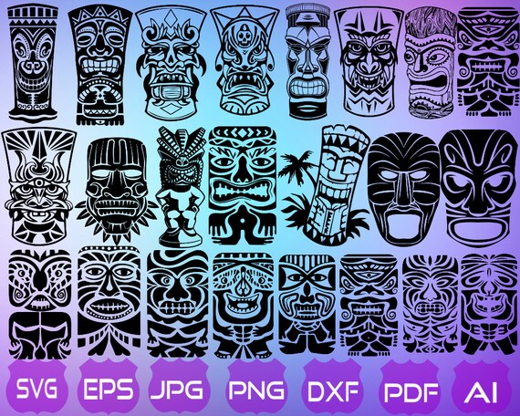 Tiki Mask Hawaii SVG Tiki Head SVG Tribal SVG Luau Svg | Etsy