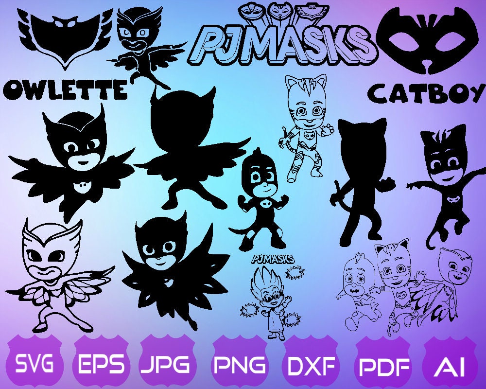 20 Pj Mask SVG Pj Masks Silhouette Pj Masks Clipart Pj | Etsy
