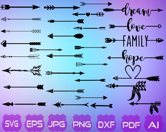 30 Arrow SVG | Arrows Clipart | Decorative Arrows | Silhouette | Arrow Cut File | Arrows | Arrow Svg File |Heart Arrow SVG| Instant Download