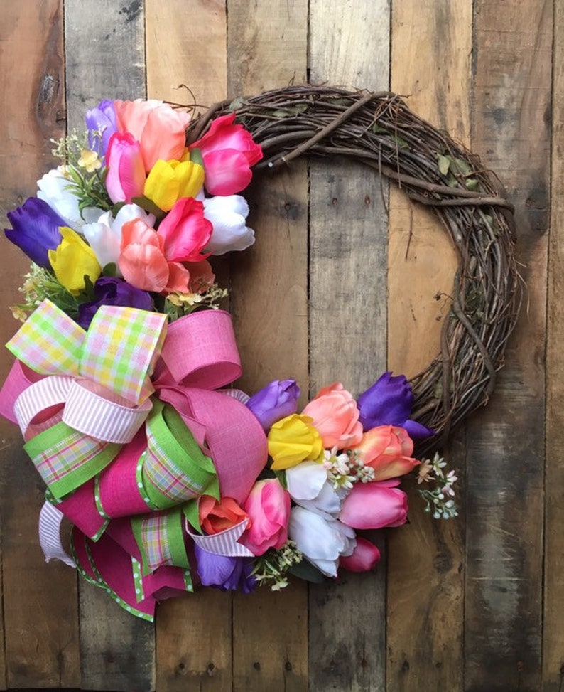 Easter Spring grapevine wreath