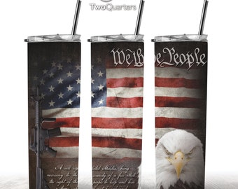 2nd Amendment Eagle 20oz Skinny Tumbler Sublimation Design for Straight Tumbler - PNG Digital Download