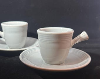 Vintage Fiesta Pearl Gray Demitasse Cup and Saucer Set | Homer Laughlin Fiestaware Espresso Cups | Set of 2