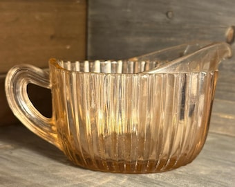 Vintage Anchor Hocking Queen Mary Pink Depression Glass Creamer 1930s Vertical Ribbed