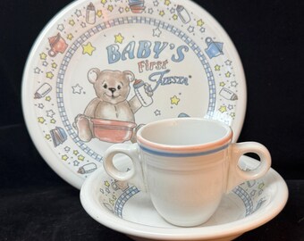 Fiesta Baby's First Fiesta 3-Piece Child's Dish Set | Teddy Bear Plate, Bowl & Double-Handled Mug | Homer Laughlin Collectible