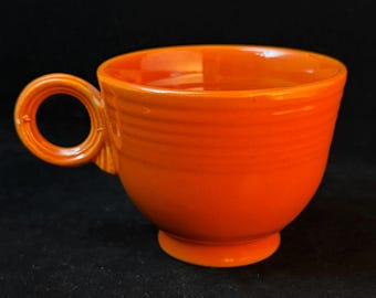 Vintage Fiesta Ring Handle Cup | Original Red Fiestaware Teacup | Homer Laughlin