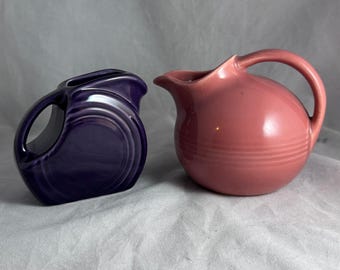 Fiesta Mini Pitchers Set of 2 | Plum & Rose Fiestaware | Homer Laughlin Miniature Pitchers | Retired Fiesta Colors