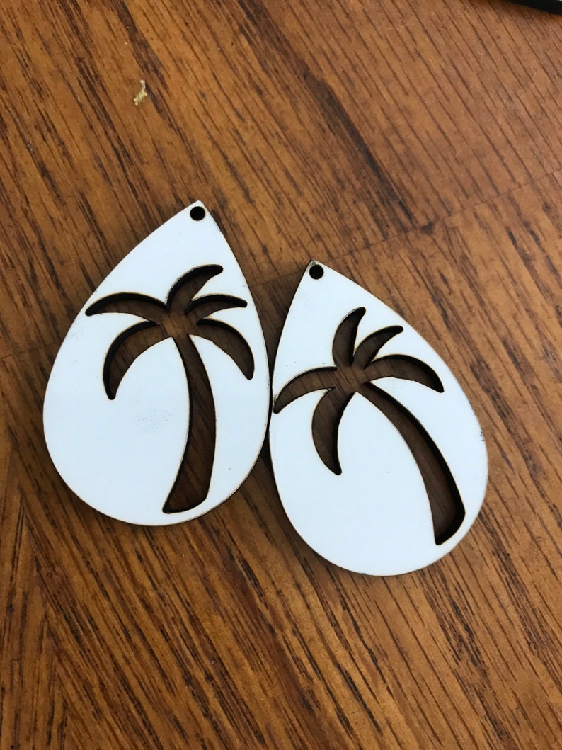 Teardrop Palm Tree Sublimation Earrings Free mystery sublimation blank with 40 dollar purchase