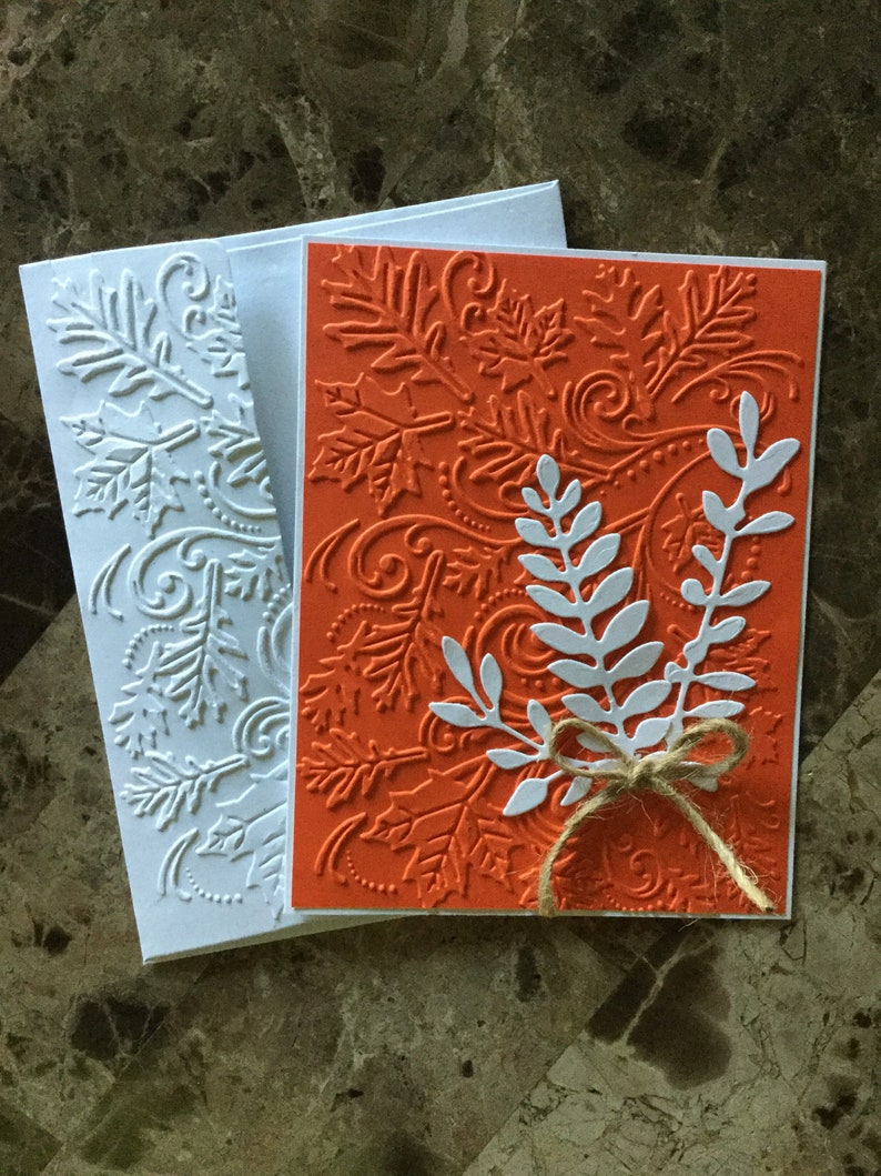 Set of 4 Embossed Leaves Note Cards, Handmade Fall Greeting Cards - Etsy