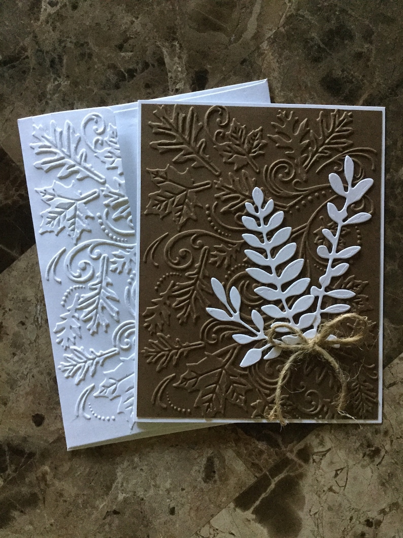 Set of 4 Embossed Leaves Note Cards, Handmade Fall Greeting Cards - Etsy