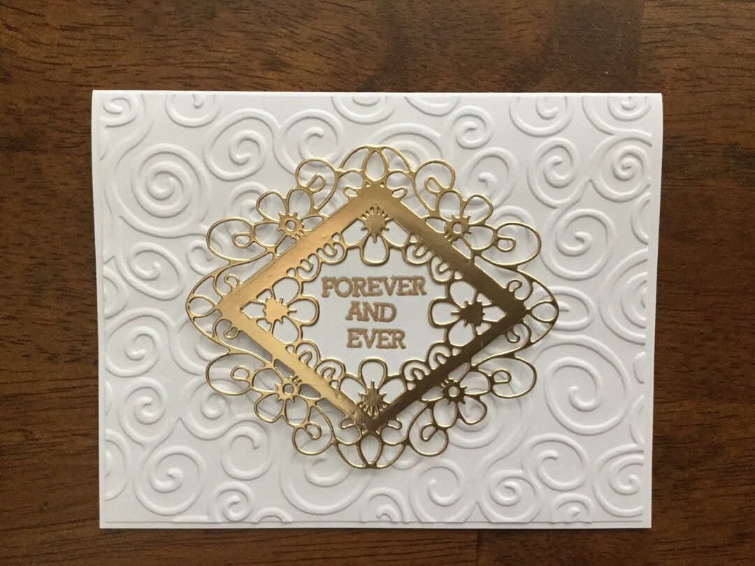 Handmade Embossed Wedding Card, Gold & Silver Label - Etsy