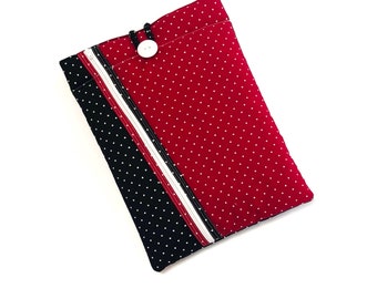 Polka Dot Book Sleeve with a side zipper pocket