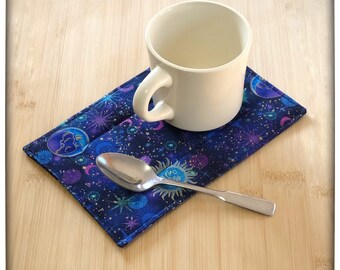 Celestial Mug Rug, Snack Mat, Coaster,