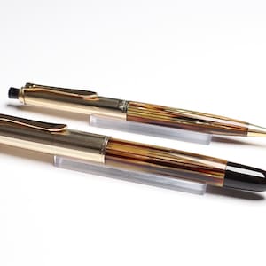 Esclusiva penna stilografica vintage rara Pelikan 500 e Pelikan 550 set tartaruga marrone a strisce, pennino F 14K, regalo meraviglioso