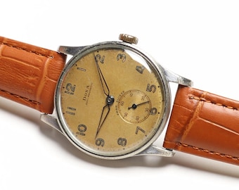 Rare Vintage Doxa Locle from 1940s, Wonderful Patina on Military Style Dial, Vintage Swiss watch, Wonderful Gift